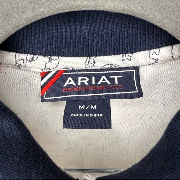 Ariat White and Blue Sleeveless Polo Collared Top in Fox Design Size Medium GUC - Picture 4 of 7